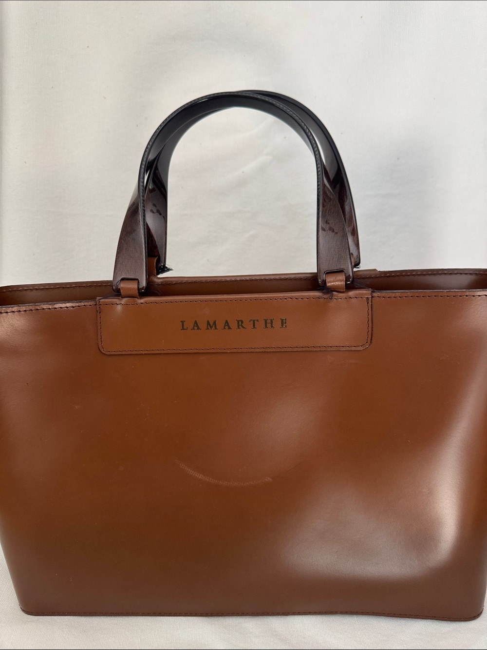 LAMARTHE Brown Leather Tote with Dual Top Handles - Picture 2 of 5